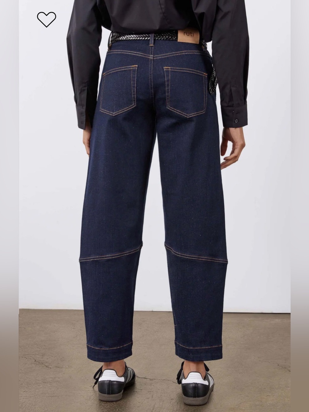 RUTI Wide Barrel Leg Dark Indigo Denim Pants Size 12 Petite